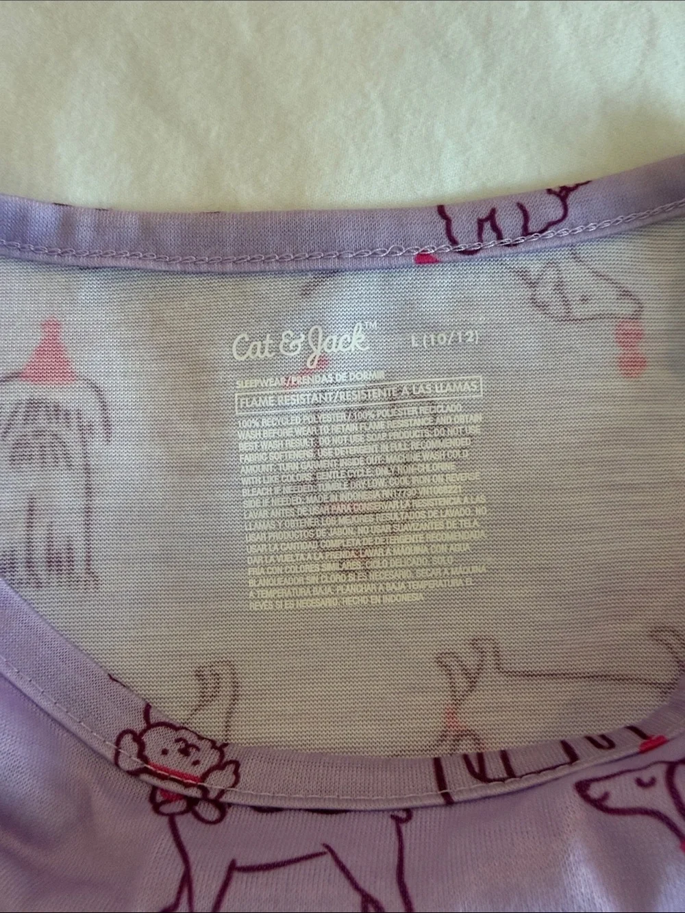 Cat & Jack Lavender Short Pajama Set with Pink Dog Accents